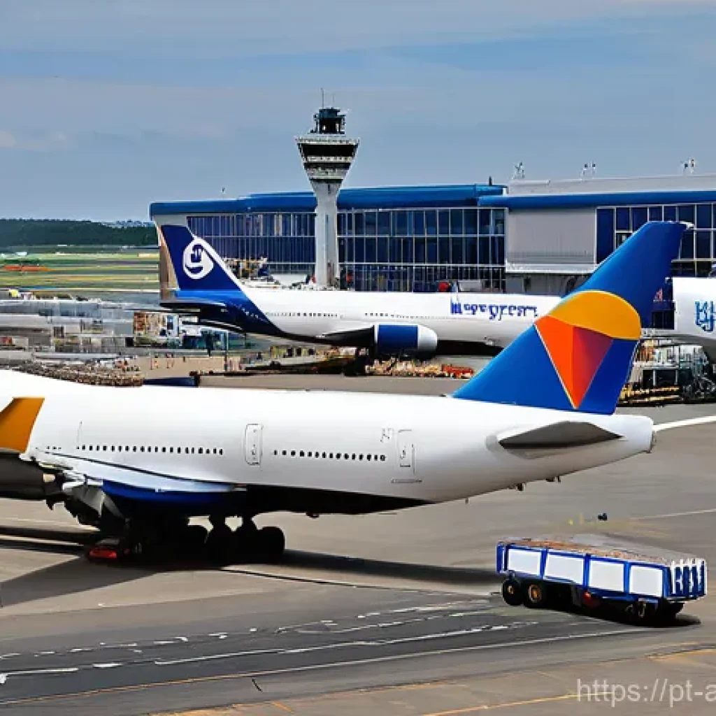 항공화물 학습에 유용한 교재 - **Prompt 1: Dynamic Air Cargo Loading Operation**
    "A bustling, highly organized scene at a moder...