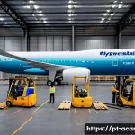 항공화물업계 연봉 수준과 협상 팁 - A modern Brazilian air cargo warehouse scene in São Paulo, showing diverse logistics professionals w...